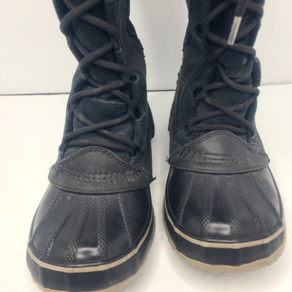 SOREL Cate the Great Winter Tall Suede Leather Boots Womens 7 Faux‎ Fur Black - Picture 5 of 9